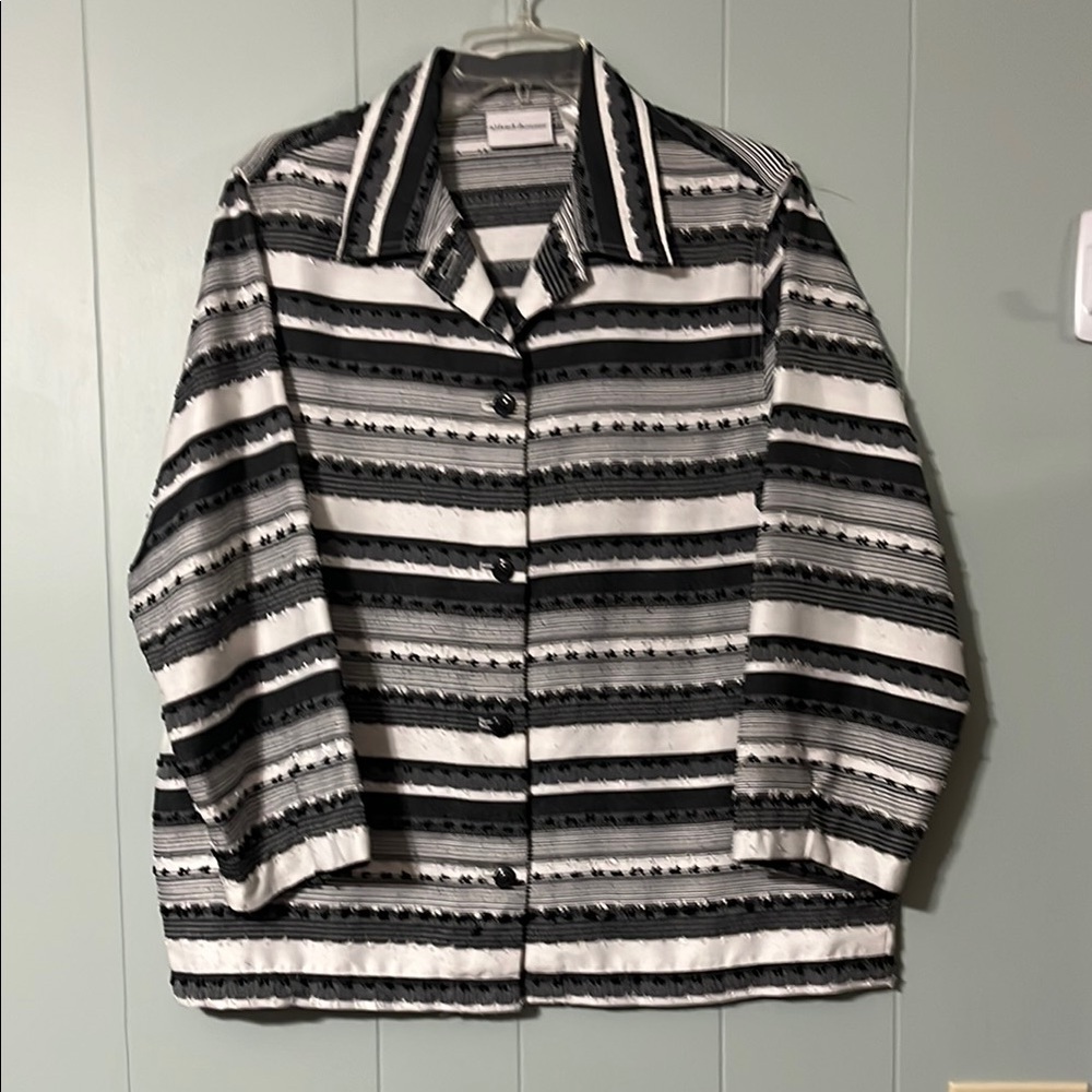 Alfred Dunner Black and White Striped Jacket
